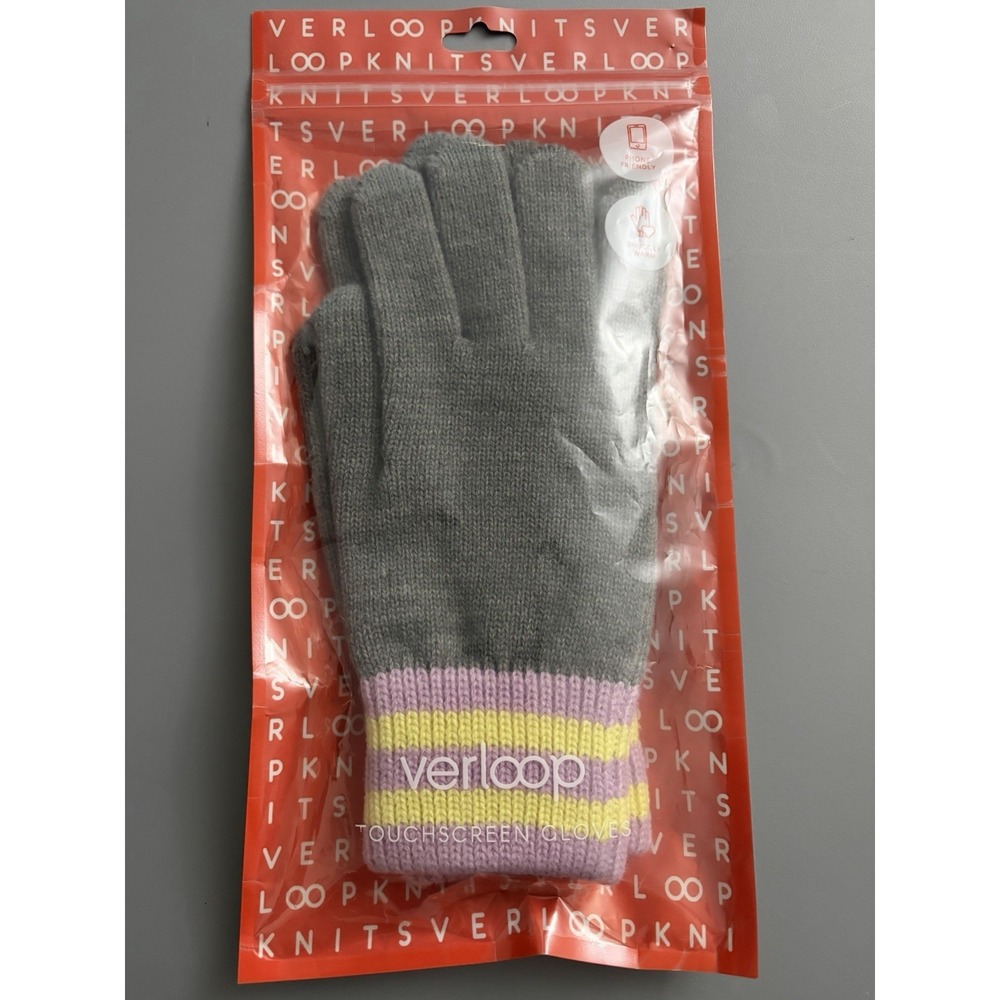 Verloop Color block Touchscreen Gloves Mittens‎ Gray Fuchsia Yellow Color OS NWT